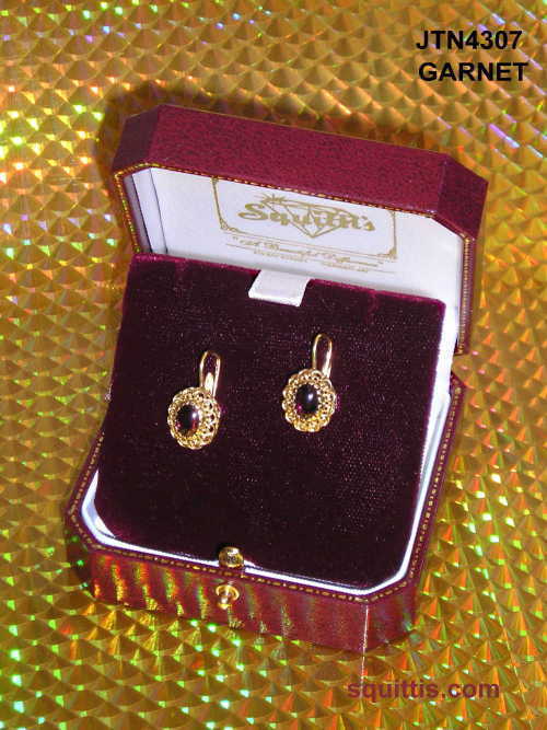 Ova shaped Garnets in Bezel set and hinge earrings