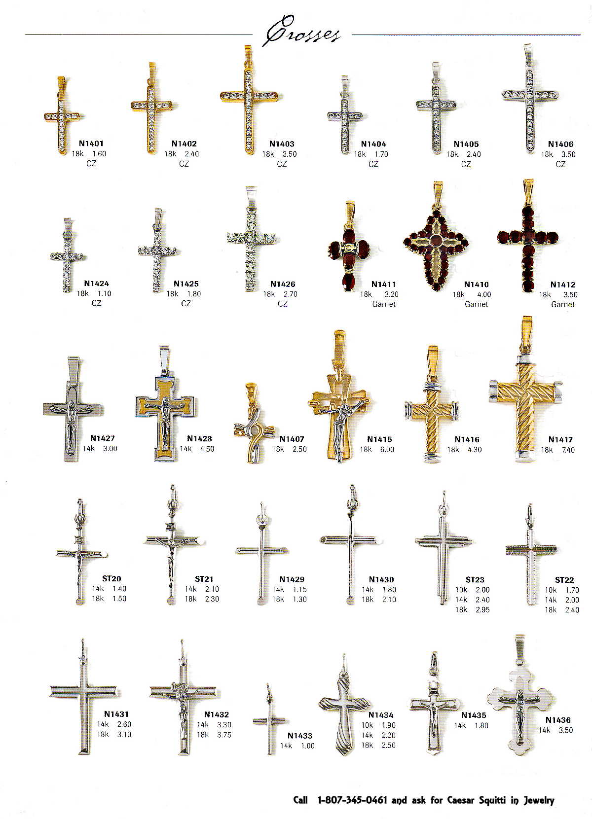 Two tone gold crosses from Squitti's of Thunder Bay